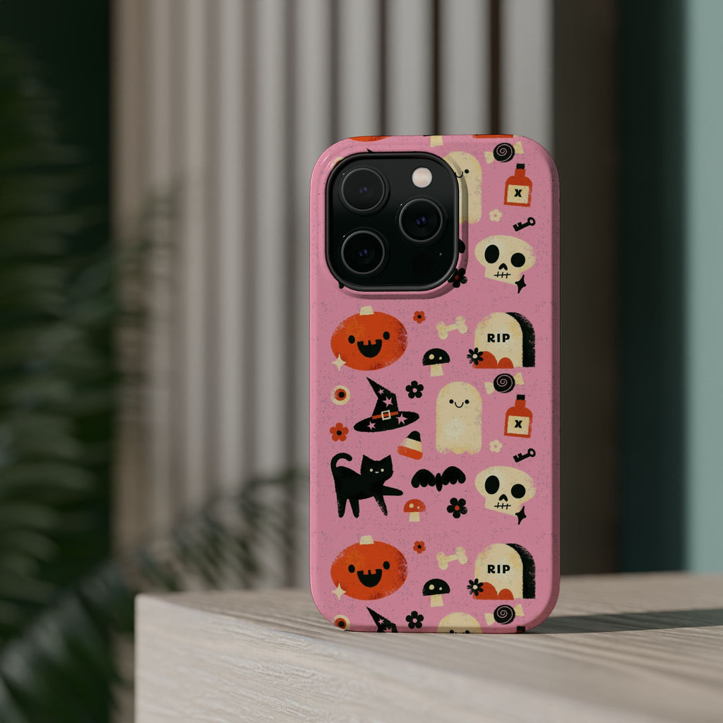 Cute Pink Halloween Magnetic Impact Phone Case — Ghosts, Pumpkins & Skulls