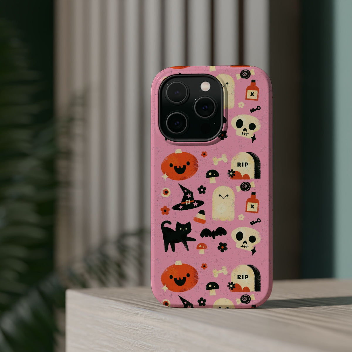 Cute Pink Halloween Magnetic Impact Phone Case — Ghosts, Pumpkins & Skulls