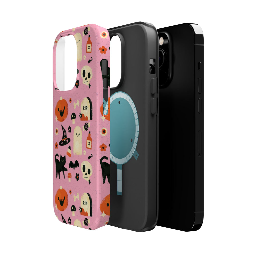 Cute Pink Halloween Magnetic Impact Phone Case — Ghosts, Pumpkins & Skulls