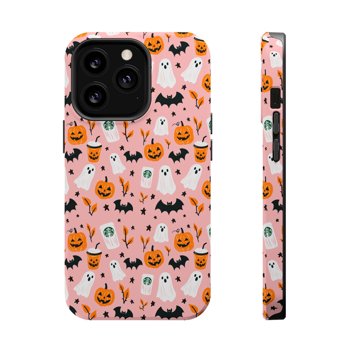 Halloween Ghosts & Pumpkins Magnetic Phone Case — Cute Pink Spooky Pattern