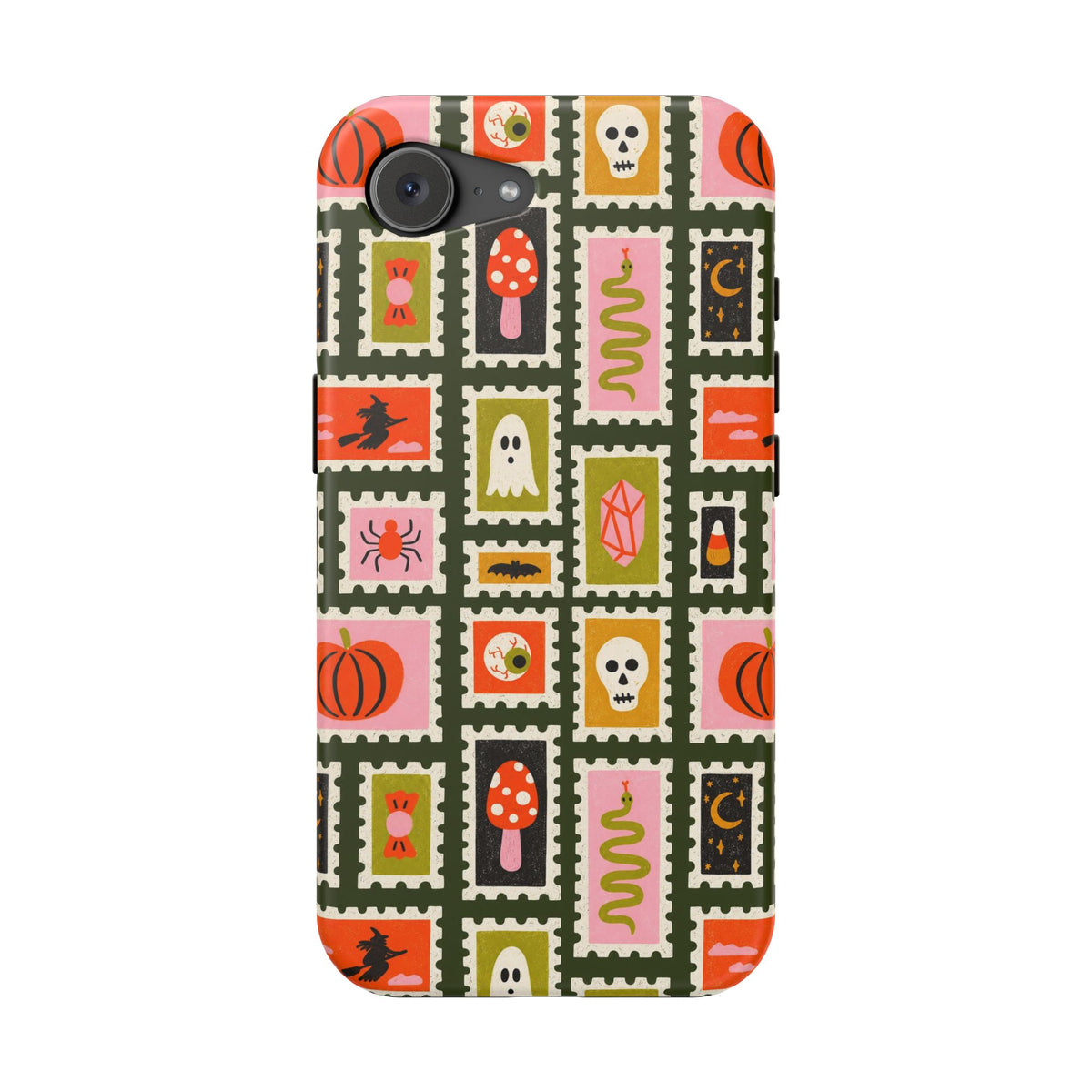 Halloween Stamp Pattern Phone Case — Cute Spooky Icons Magnetic Impact-Resistant Case