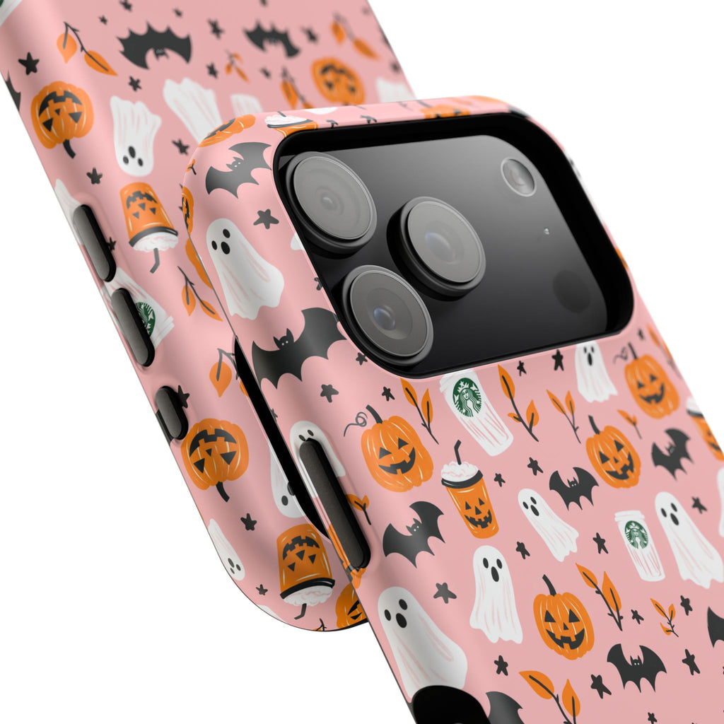 Halloween Ghosts & Pumpkins Magnetic Phone Case — Cute Pink Spooky Pattern