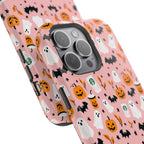 Halloween Ghosts & Pumpkins Magnetic Phone Case — Cute Pink Spooky Pattern