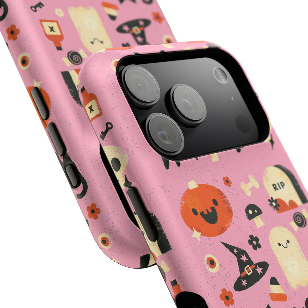 Cute Pink Halloween Magnetic Impact Phone Case — Ghosts, Pumpkins & Skulls