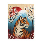 Manta de felpa aterciopelada Tigre y flor de cerezo