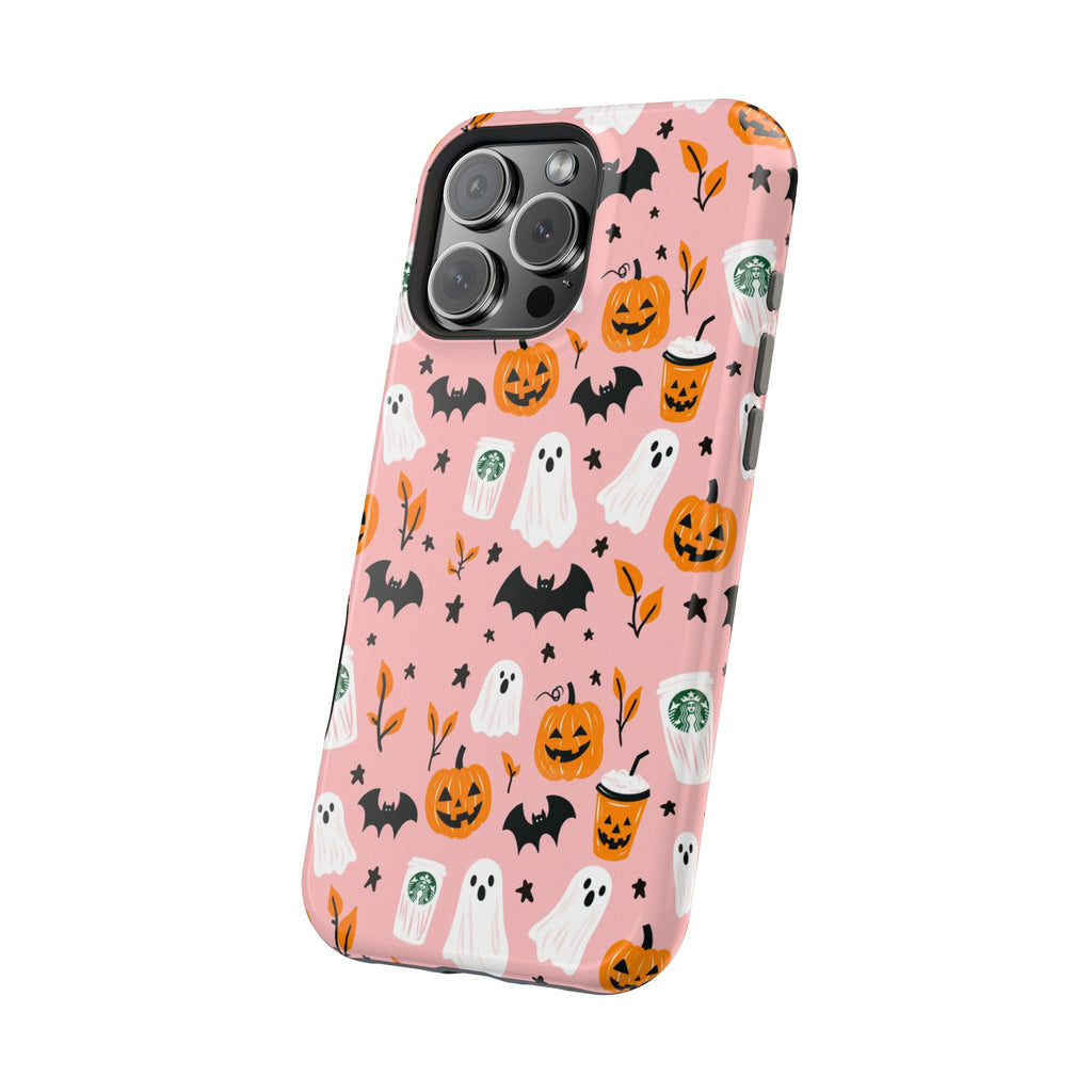 Halloween Cute Pattern Phone Case — Pink Ghosts, Pumpkins & Bats Magnetic Impact-Resistant
