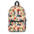 Tropical Macaw Backpack — Colorful Floral Bird Print School & Travel Bag