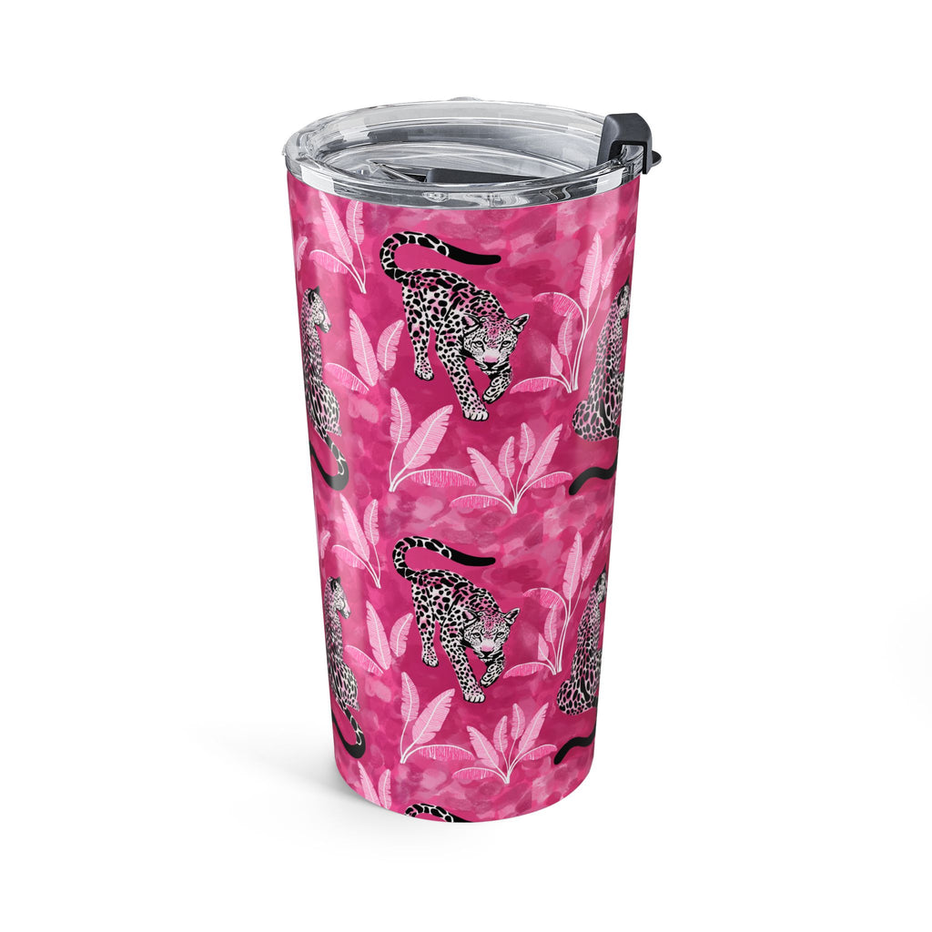 20oz Jaguar Print Tumbler — Pink Floral Insulated Travel Cup